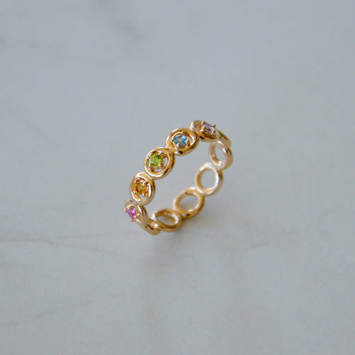 Bague Aquarelle -  Anneau Multicolore Plaqué Or 18K et Zirconiums