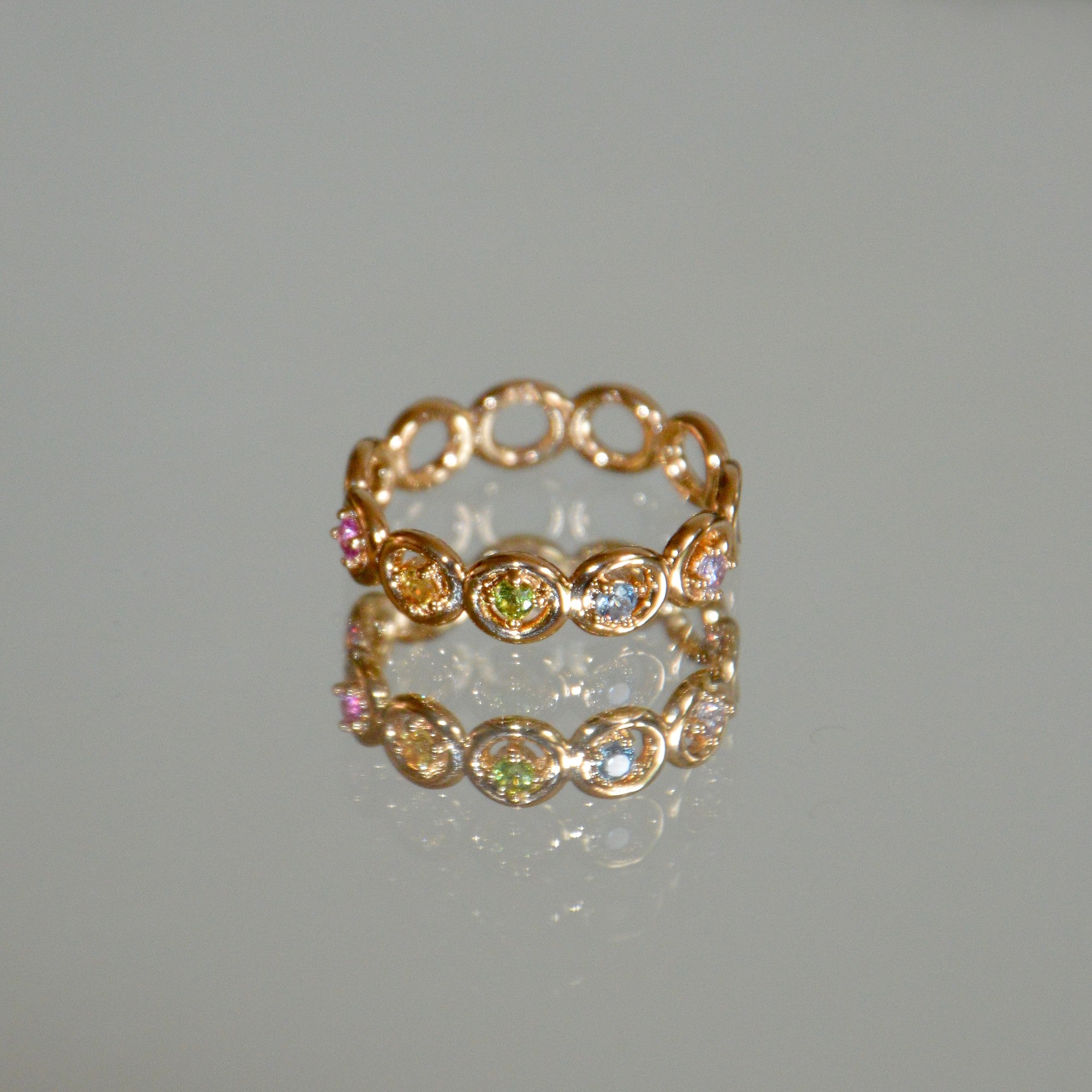 Bague Aquarelle -  Anneau Multicolore Plaqué Or 18K et Zirconiums