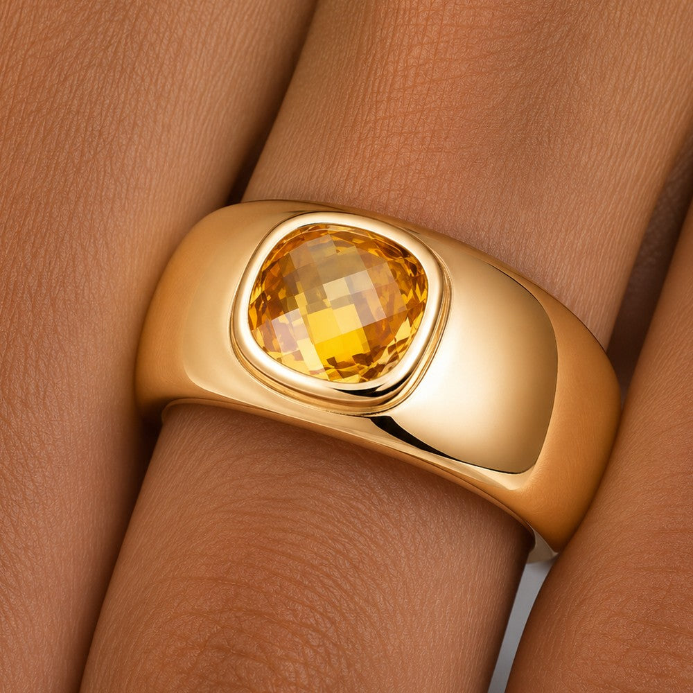 Bague Solaria -  Plaqué Or 18K et Zirconium Jaune - Summer Diva