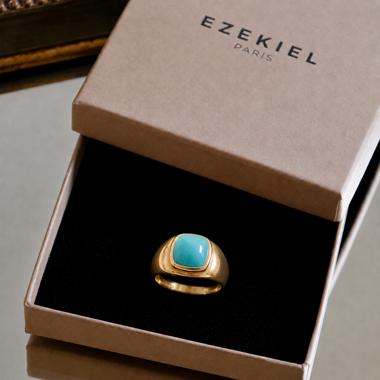 Bague Azure -  Plaqué Or 18K et Amazonite - Summer Diva