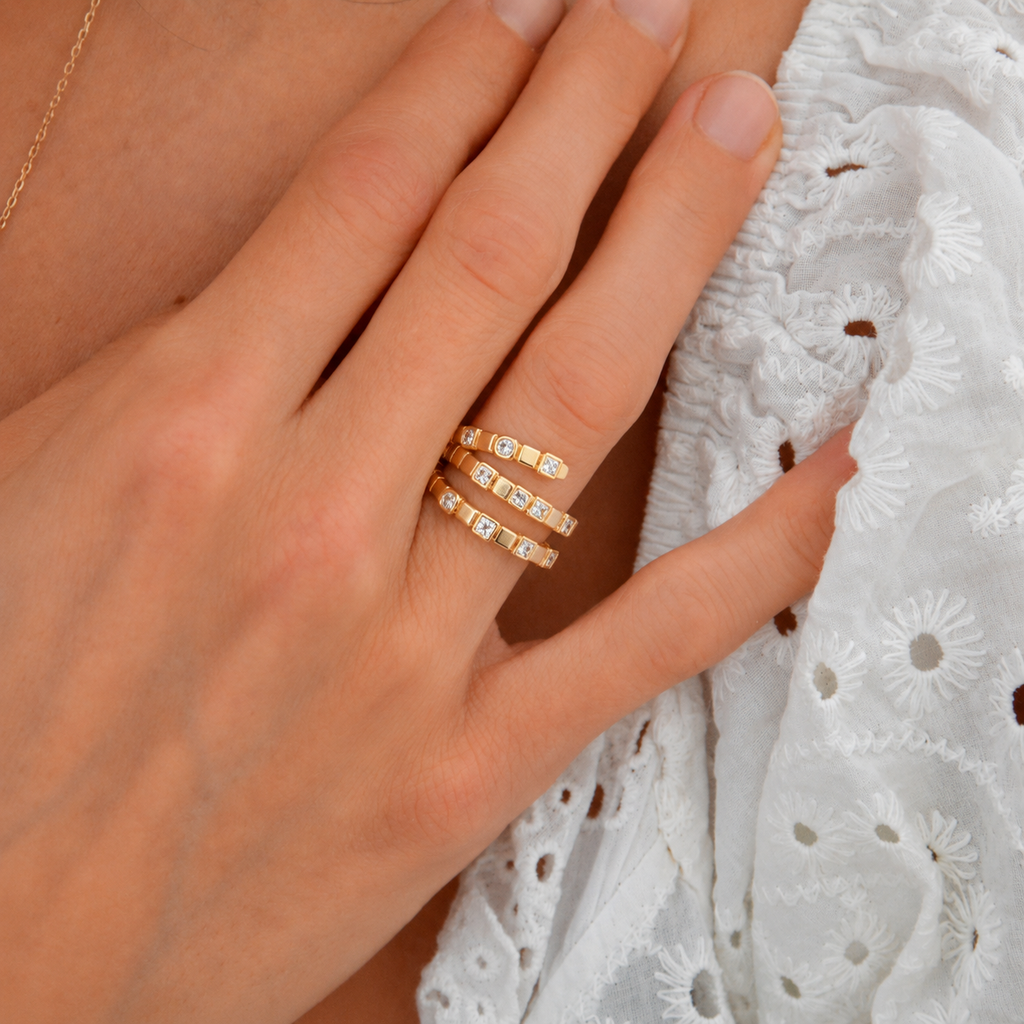 Bague Vendôme -  Plaqué Or 18K et Pavage Zirconiums