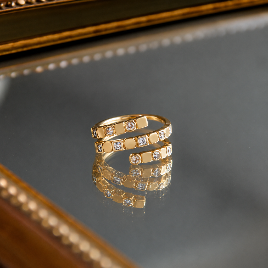 Bague Vendôme -  Plaqué Or 18K et Pavage Zirconiums