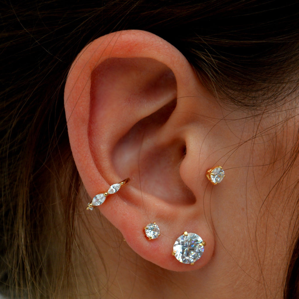 Boucle Individuelle Irina - Bague d'Oreille Plaqué Or 18K et Zirconium