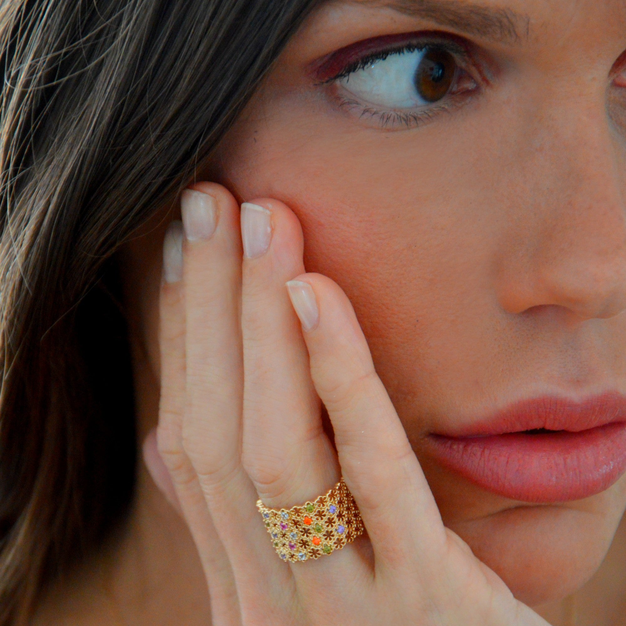 Bague Rêverie -  Nid d'Abeille Plaqué Or 18K et Pavage Zirconiums