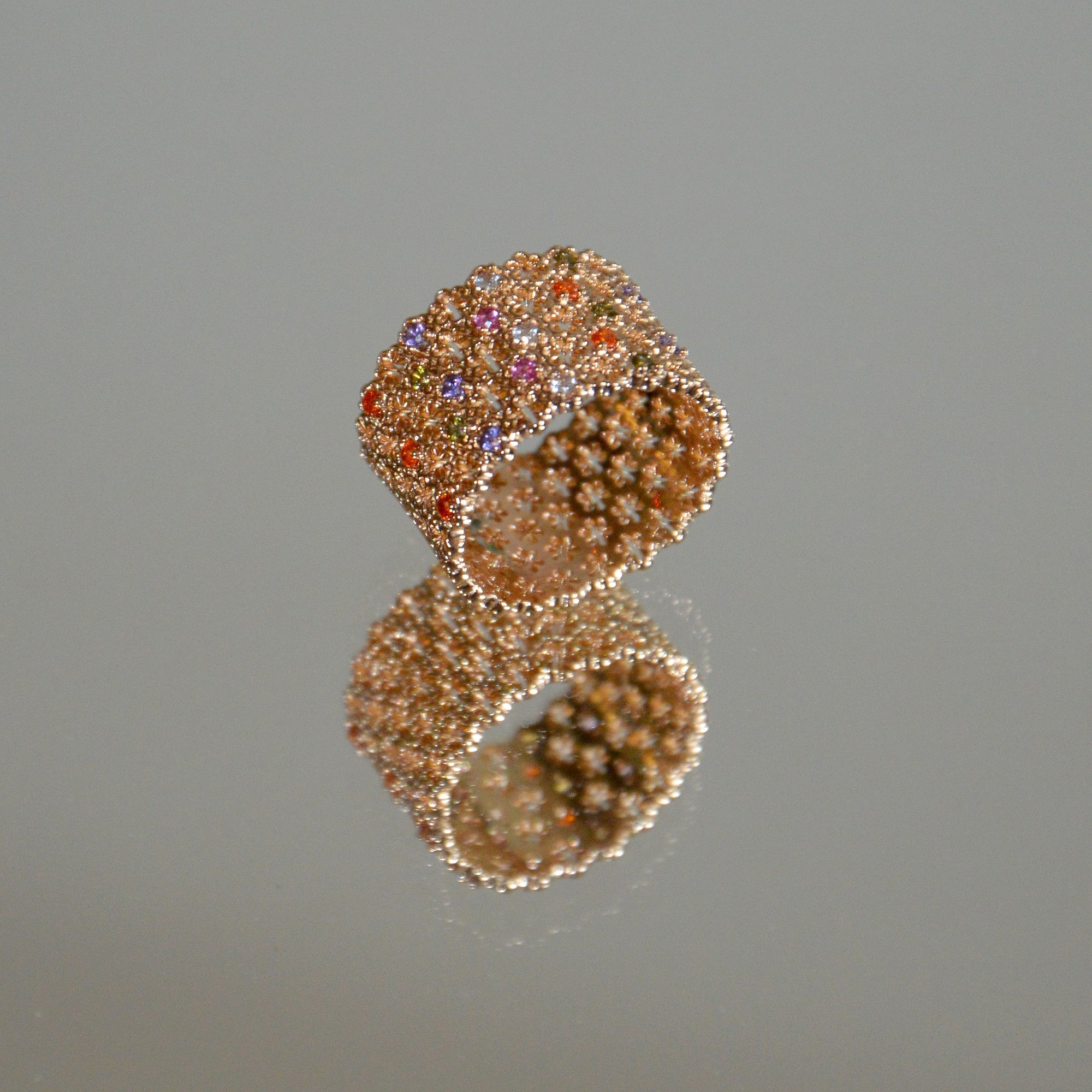 Bague Rêverie -  Nid d'Abeille Plaqué Or 18K et Pavage Zirconiums