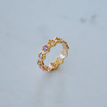 Bague Tendresse -  Anneau Fleurs Pavées Plaqué Or 18K et Zirconiums