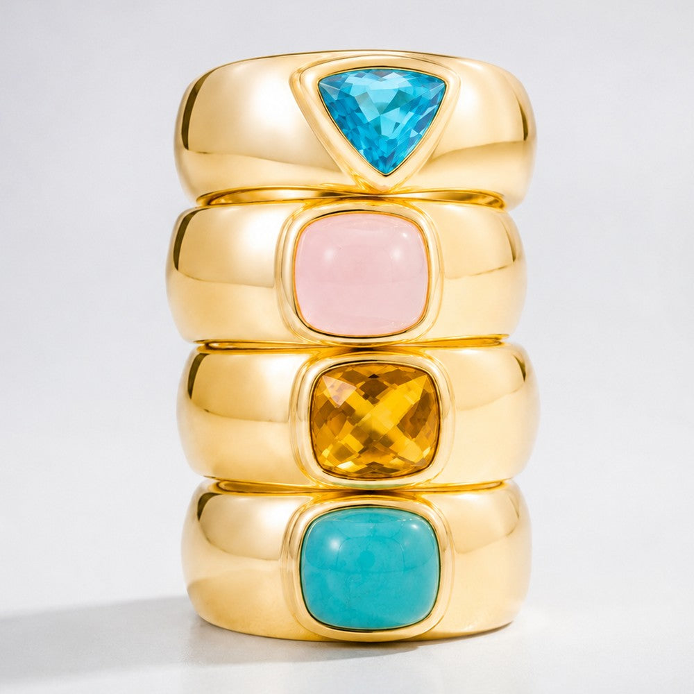 Bague Riviera -  Plaqué Or 18K et Zirconium Bleu - Summer Diva