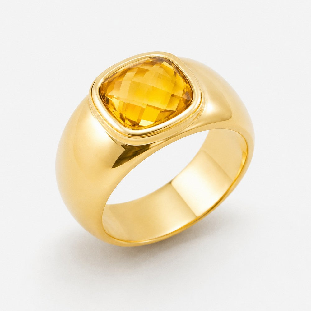 Bague Solaria -  Plaqué Or 18K et Zirconium Jaune - Summer Diva