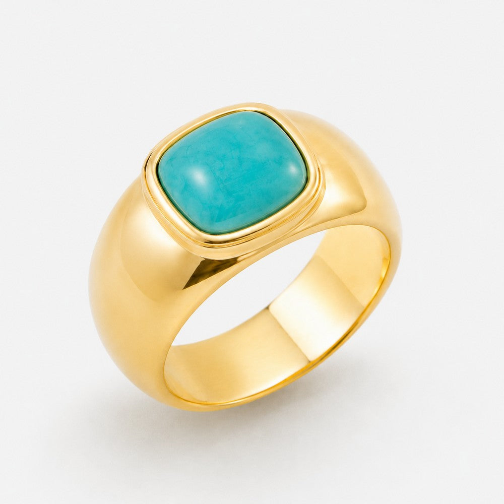 Bague Azure -  Plaqué Or 18K et Amazonite - Summer Diva