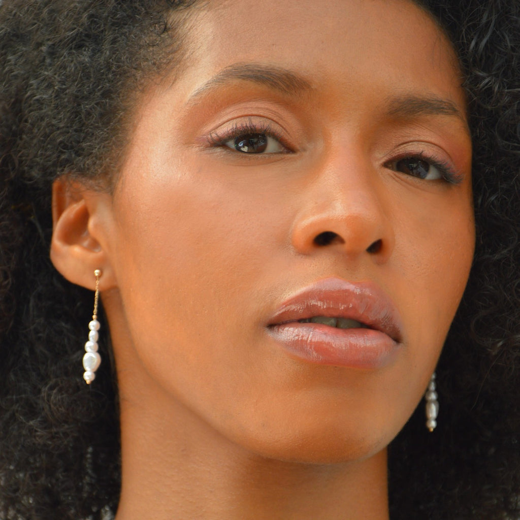 Boucles d'Oreilles Anna - Boucles Pendantes Perles Plaqué Or 18K - 4cm