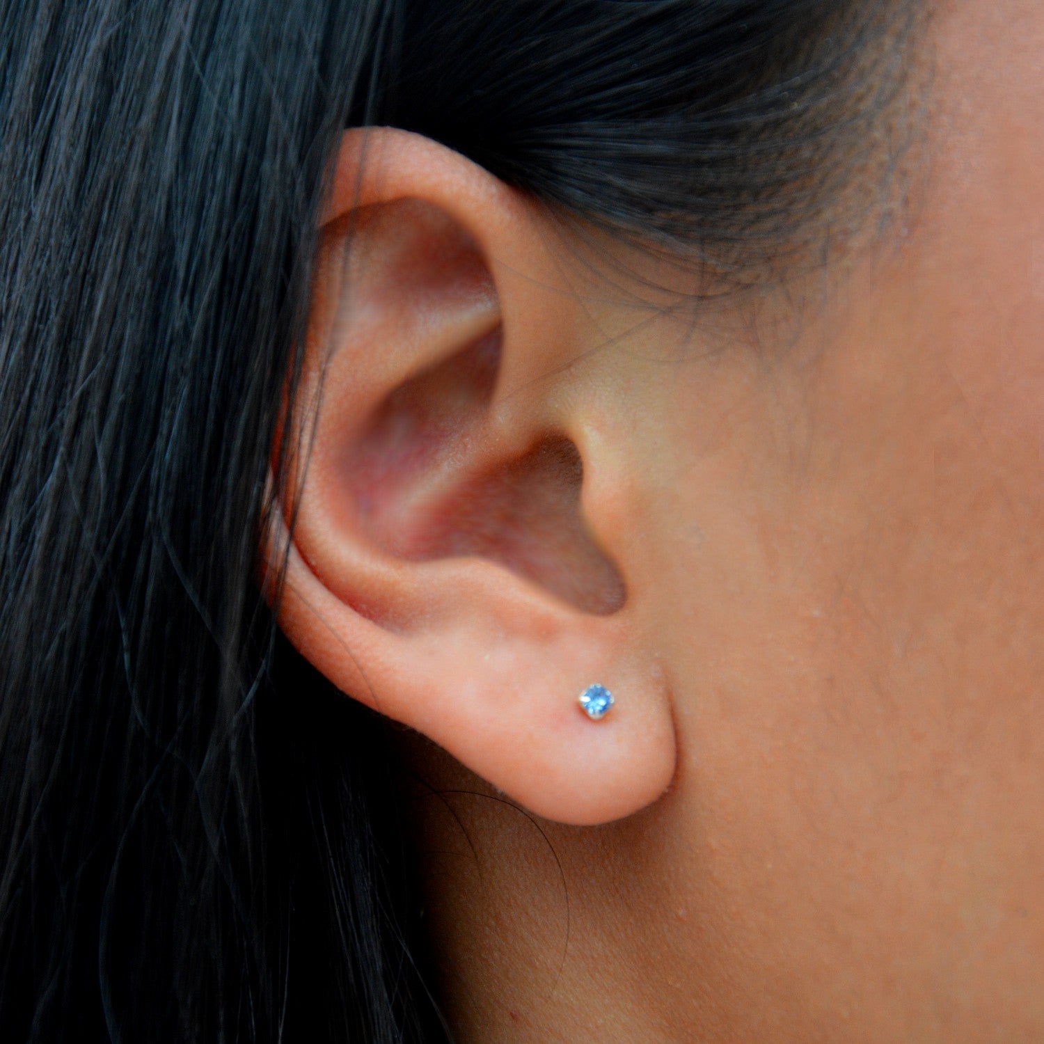 Boucles d'Oreilles Cristal Clear - Bleu Azur - Clous d'Oreilles Argent 925 Rhodié et Cristal