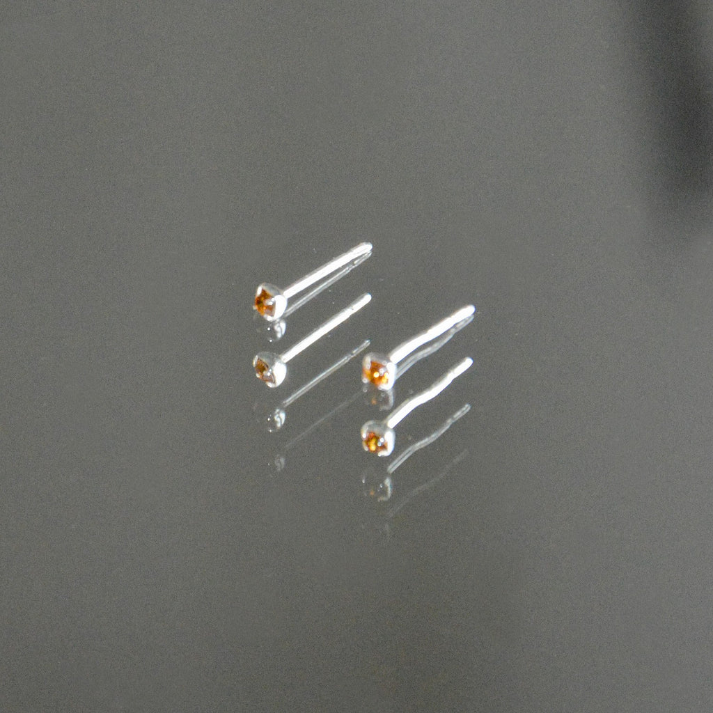 Boucles d'Oreilles Cristal Clear - Orange Fauve - Clous d'Oreilles Argent 925 Rhodié et Cristal