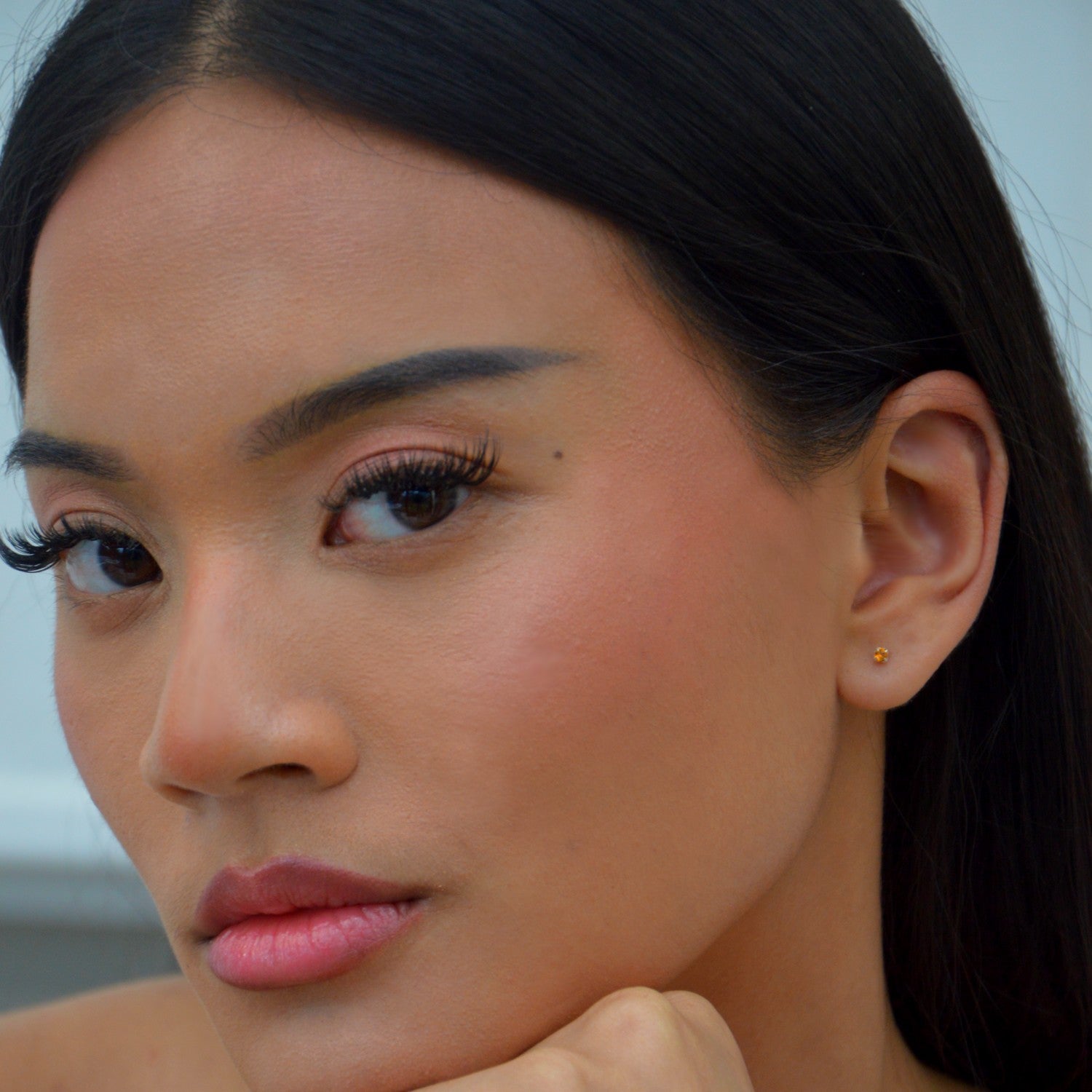 Boucles d'Oreilles Cristal Clear - Orange Fauve - Clous d'Oreilles Argent 925 Rhodié et Cristal