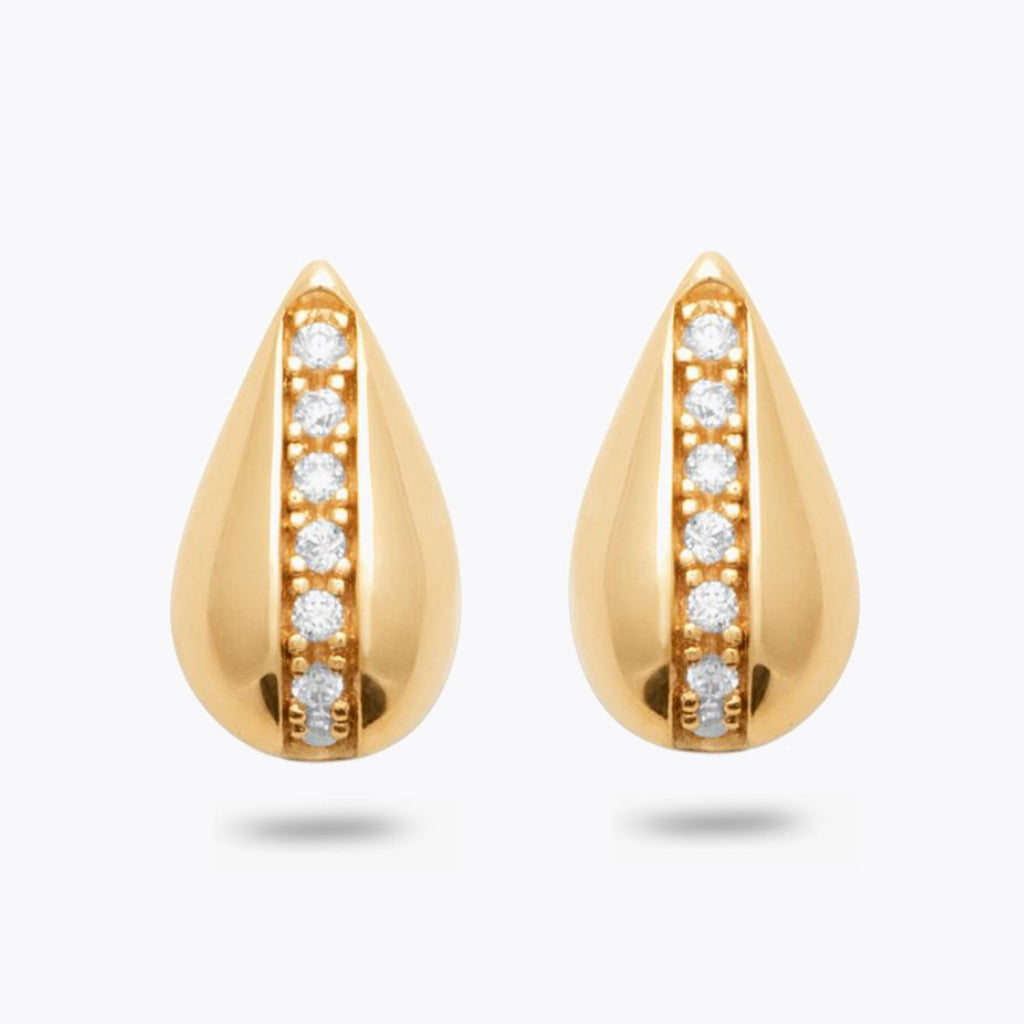 Boucles Eva - Puces d'Oreilles Plaqué Or 18K et Zirconiums - 1,5cm