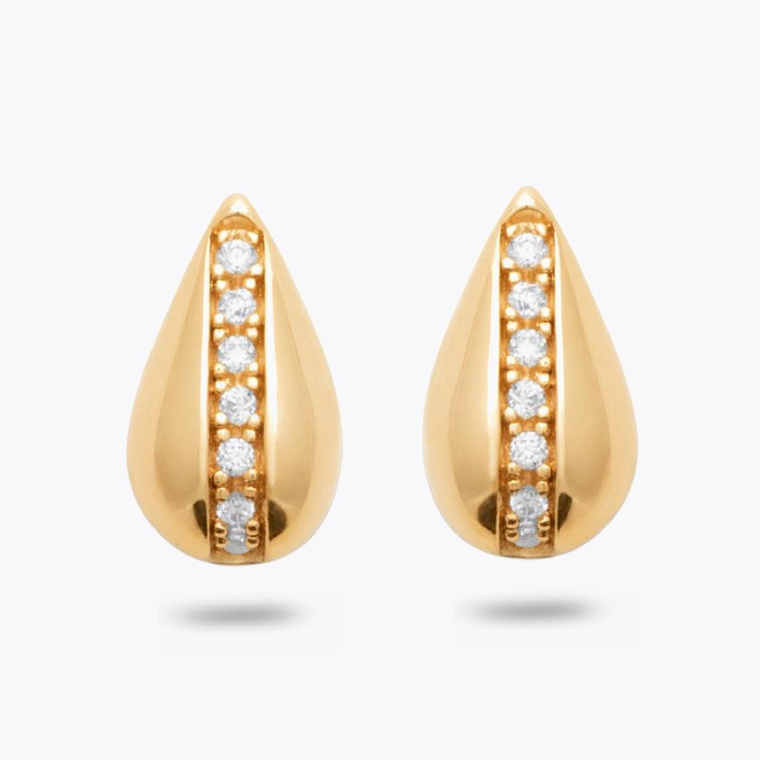 Boucles Eva - Puces d'Oreilles Plaqué Or 18K et Zirconiums - 1,5cm