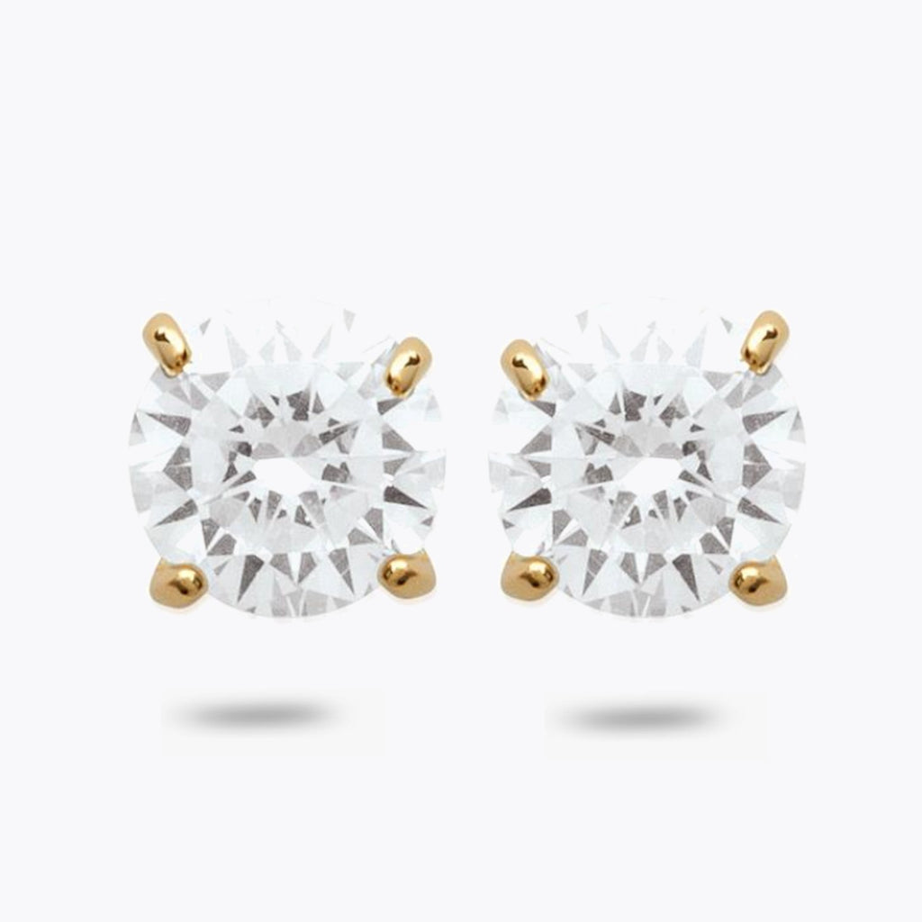 Boucles d'Oreilles Forever - Brillants Oreilles Plaqué Or 18 et Zirconium - 8mm