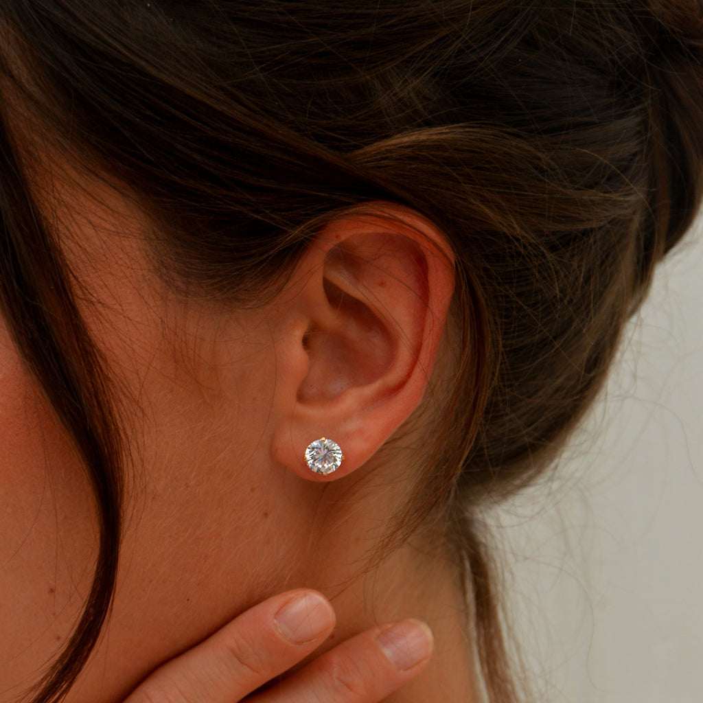 Boucles d'Oreilles Forever - Brillants Oreilles Plaqué Or 18 et Zirconium - 8mm