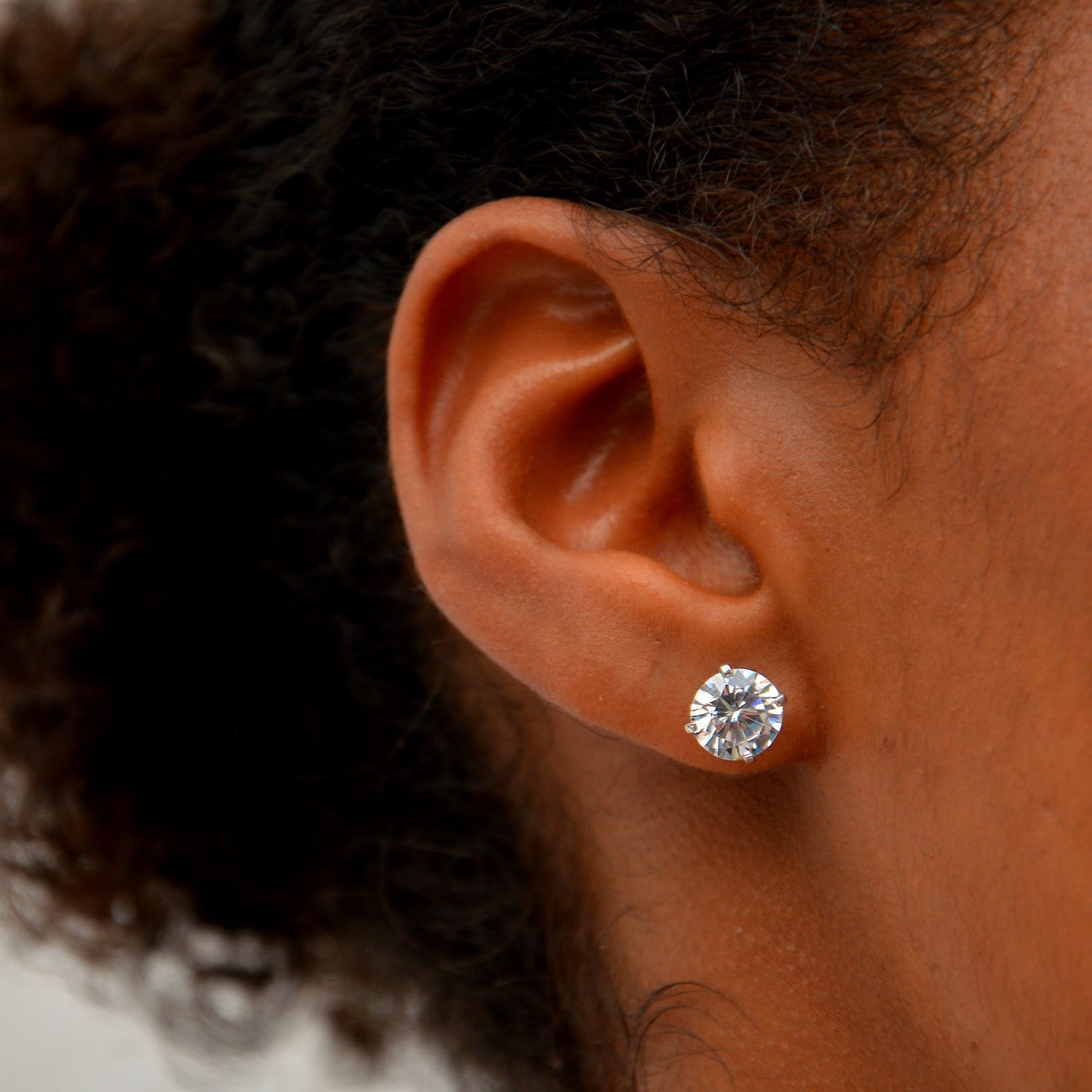 Boucles d'Oreilles Forever - Brillants Oreilles Argent 925 Rhodié et Zirconium - 8mm