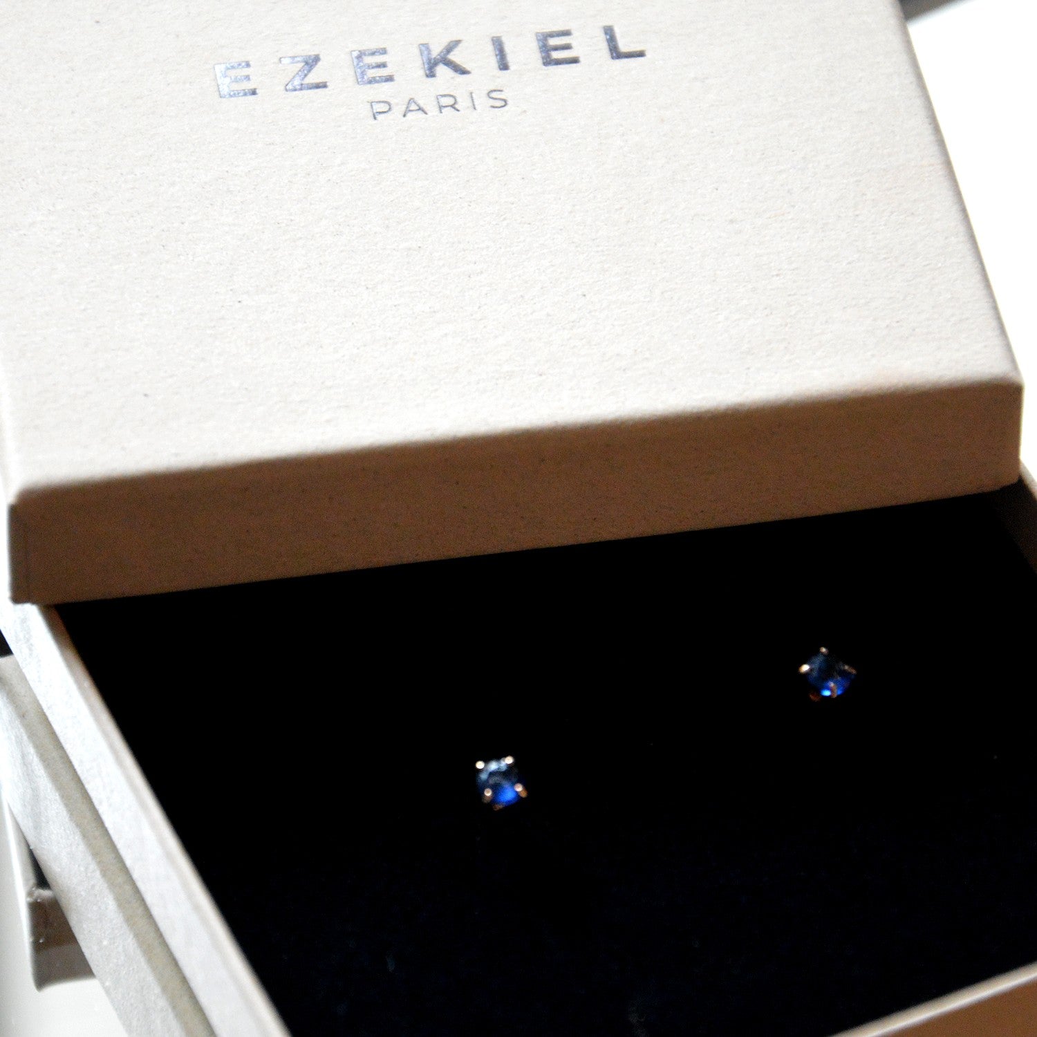 Boucles d'Oreilles Cristal Clear - Bleu Nuit - Clous d'Oreilles Argent 925 Rhodié et Cristal