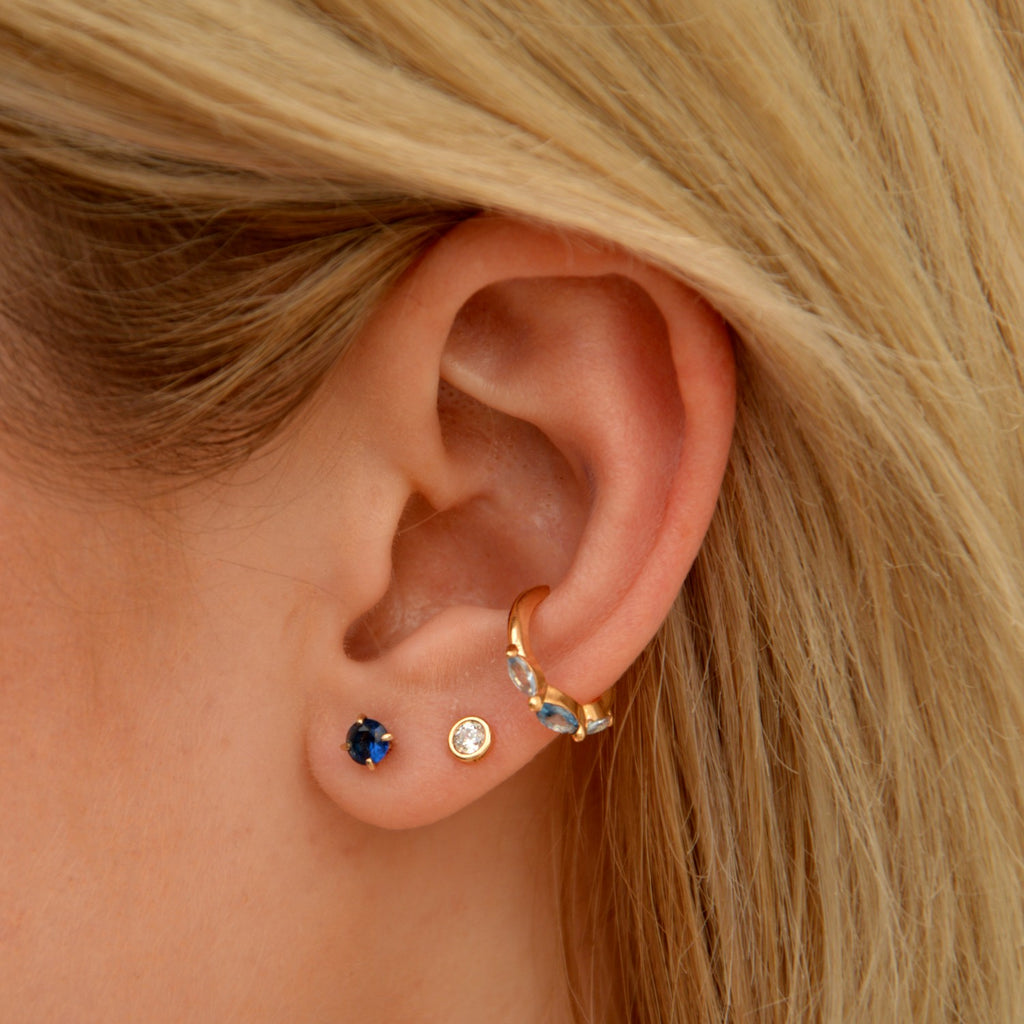 Boucles d'Oreilles Cristal Clear - Bleu Nuit - Clous d'Oreilles Argent 925 Rhodié et Cristal