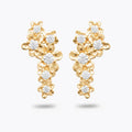 Boucles d'Oreilles Michelle - Puces d'Oreilles Feuillage Plaqué Or 18K et Zirconiums - 2cm
