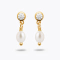Boucles d'Oreilles Pendantes Forever - Plaqué Or 18K et Perles