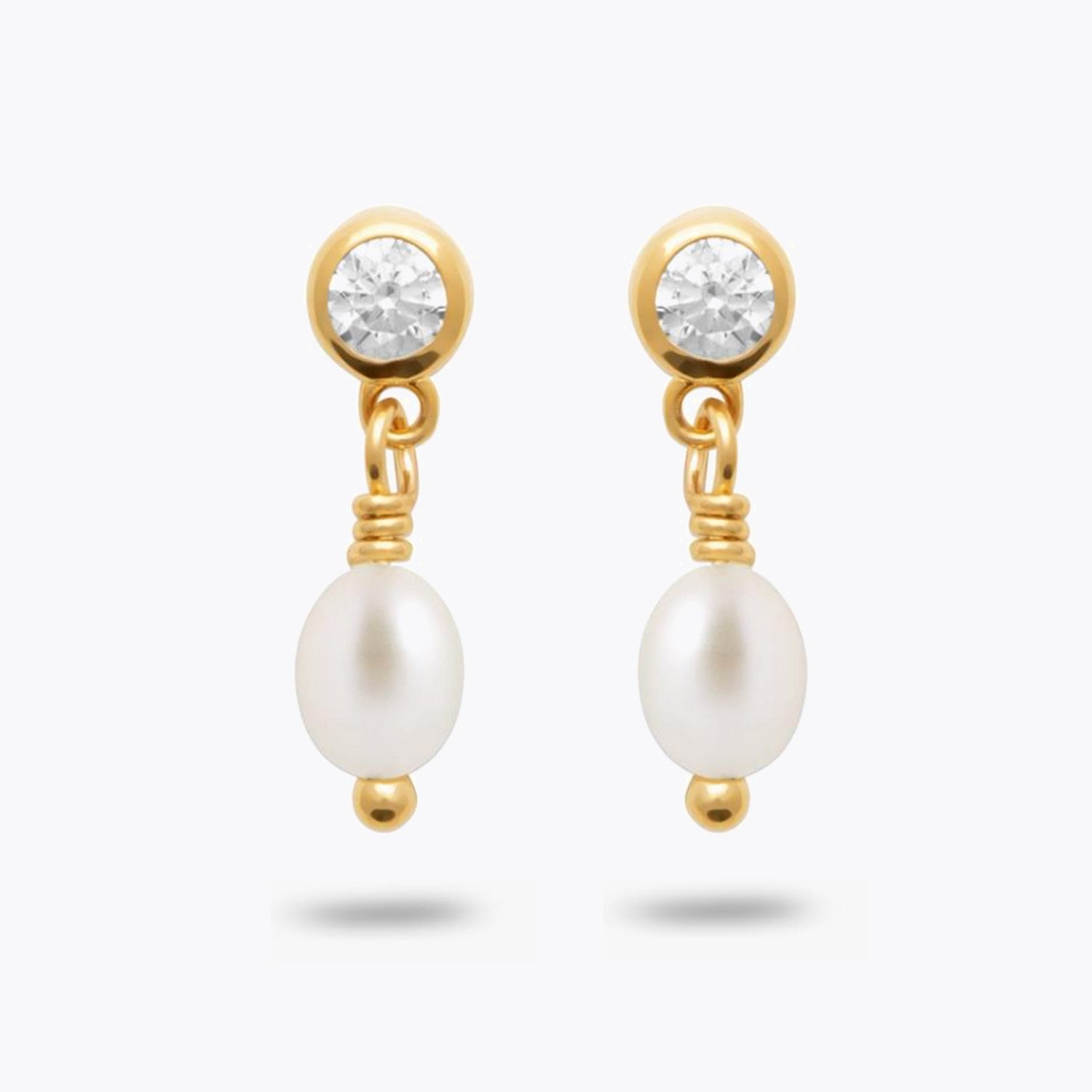 Boucles d'Oreilles Pendantes Forever - Plaqué Or 18K et Perles