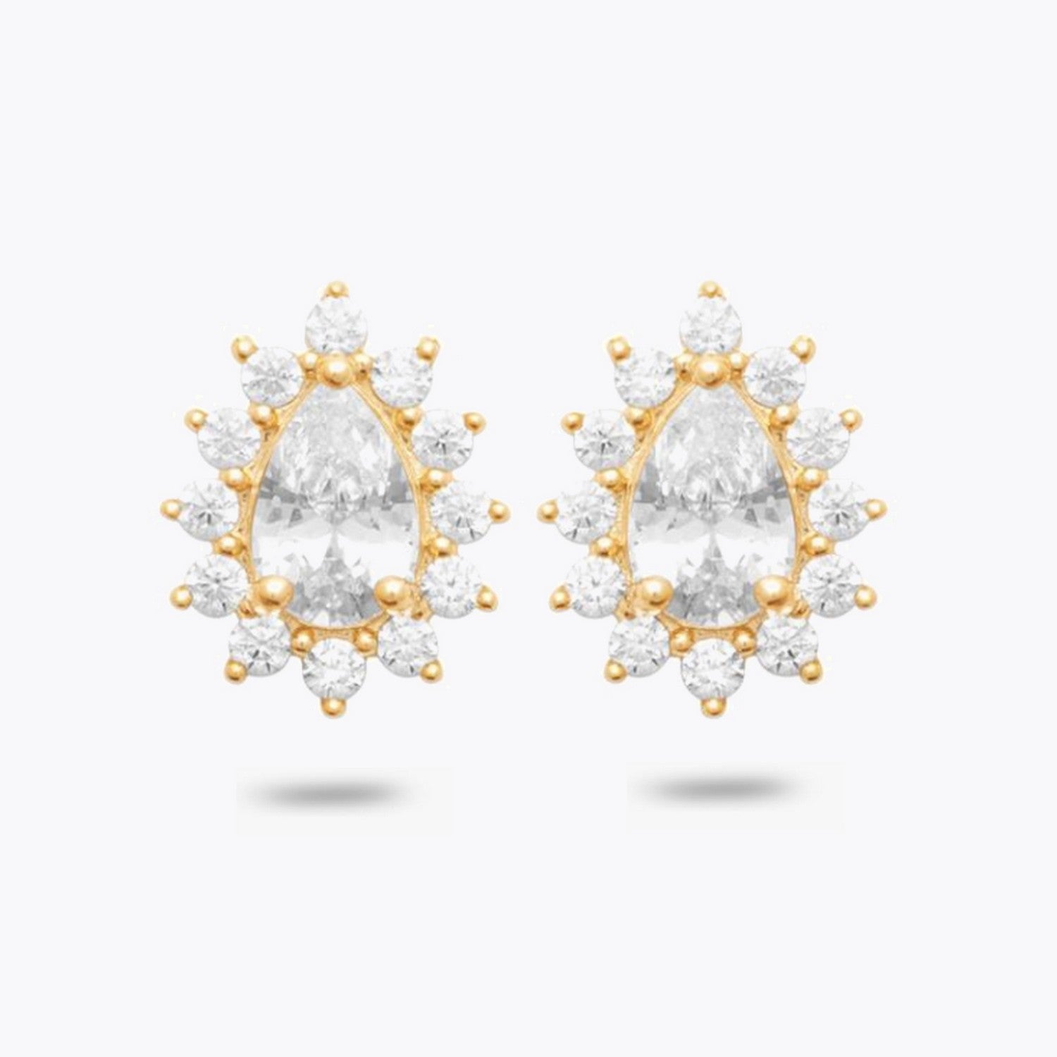 Boucles d'Oreilles Sofia - Clous d'Oreilles Plaqué Or 18K et Zirconiums - 1cm