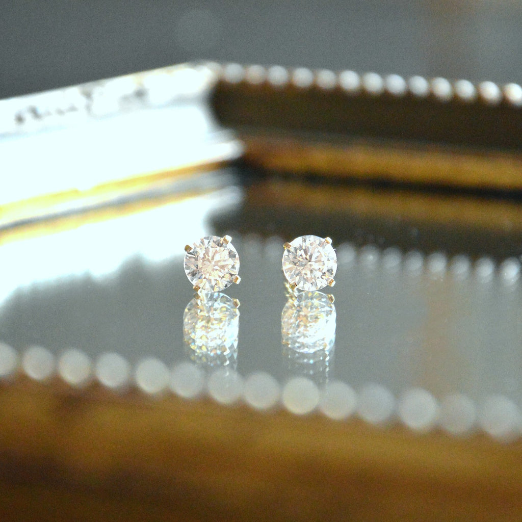 Boucles d'Oreilles Forever - Brillants Oreilles Plaqué Or 18 et Zirconium - 8mm