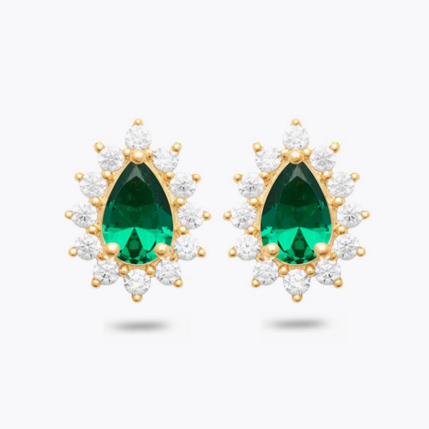 Boucles d'Oreilles Sofia - Clous d'Oreilles Plaqué Or 18K et Cristal Vert Emeraude - 1cm