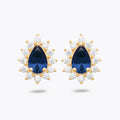 Boucles d'Oreilles Sofia - Clous d'Oreilles Plaqué Or 18K et Cristal Bleu Saphir - 1cm