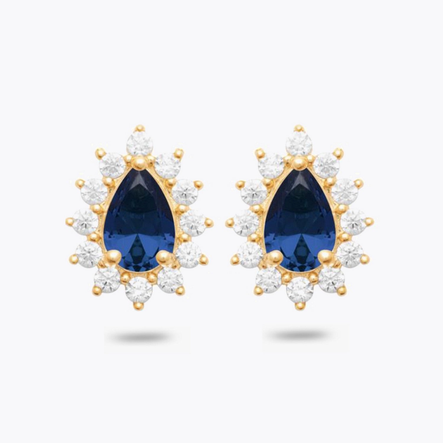 Boucles d'Oreilles Sofia - Clous d'Oreilles Plaqué Or 18K et Cristal Bleu Saphir - 1cm
