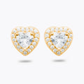 Boucles d'Oreilles Valentine - Clous d'Oreilles Cœur Plaqué Or 18K & Zirconium