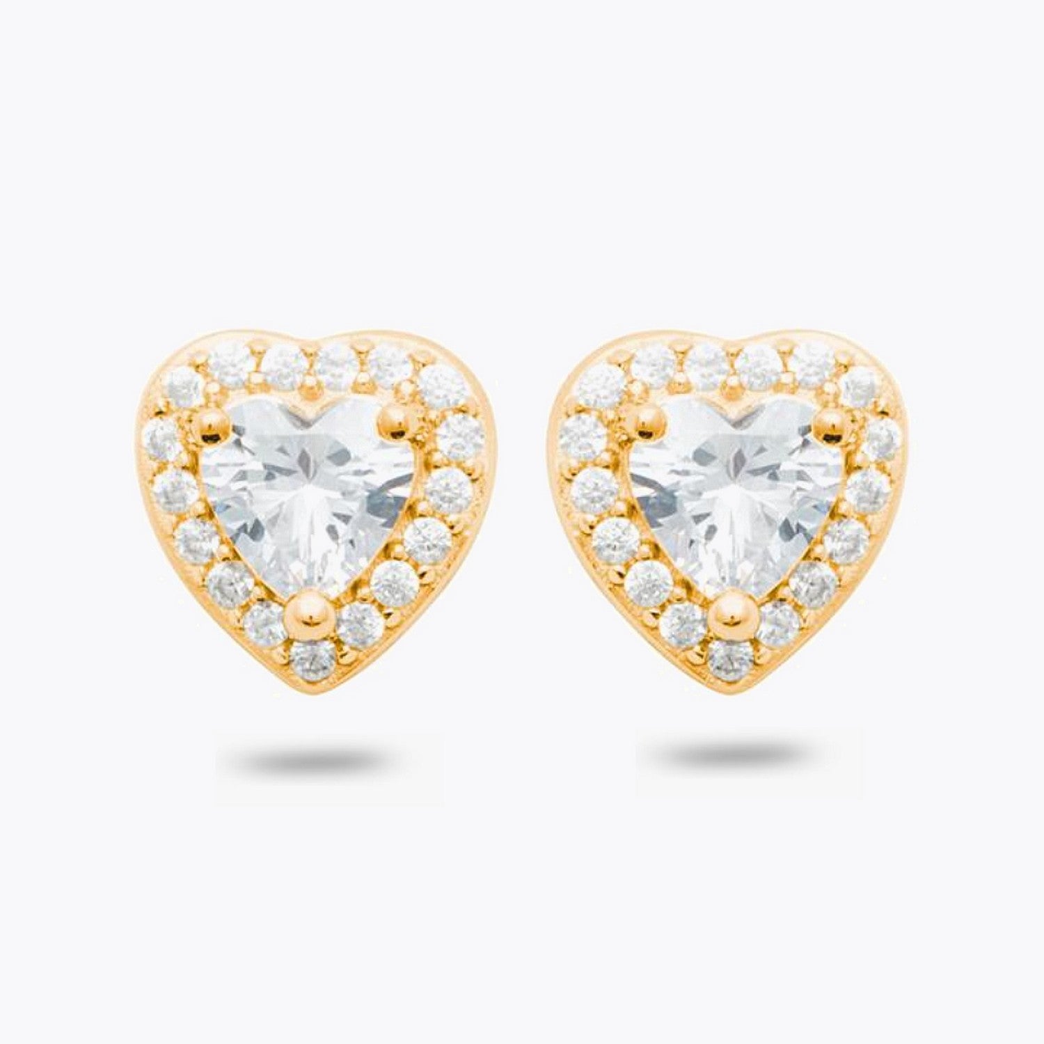 Boucles d'Oreilles Valentine - Clous d'Oreilles Cœur Plaqué Or 18K & Zirconium