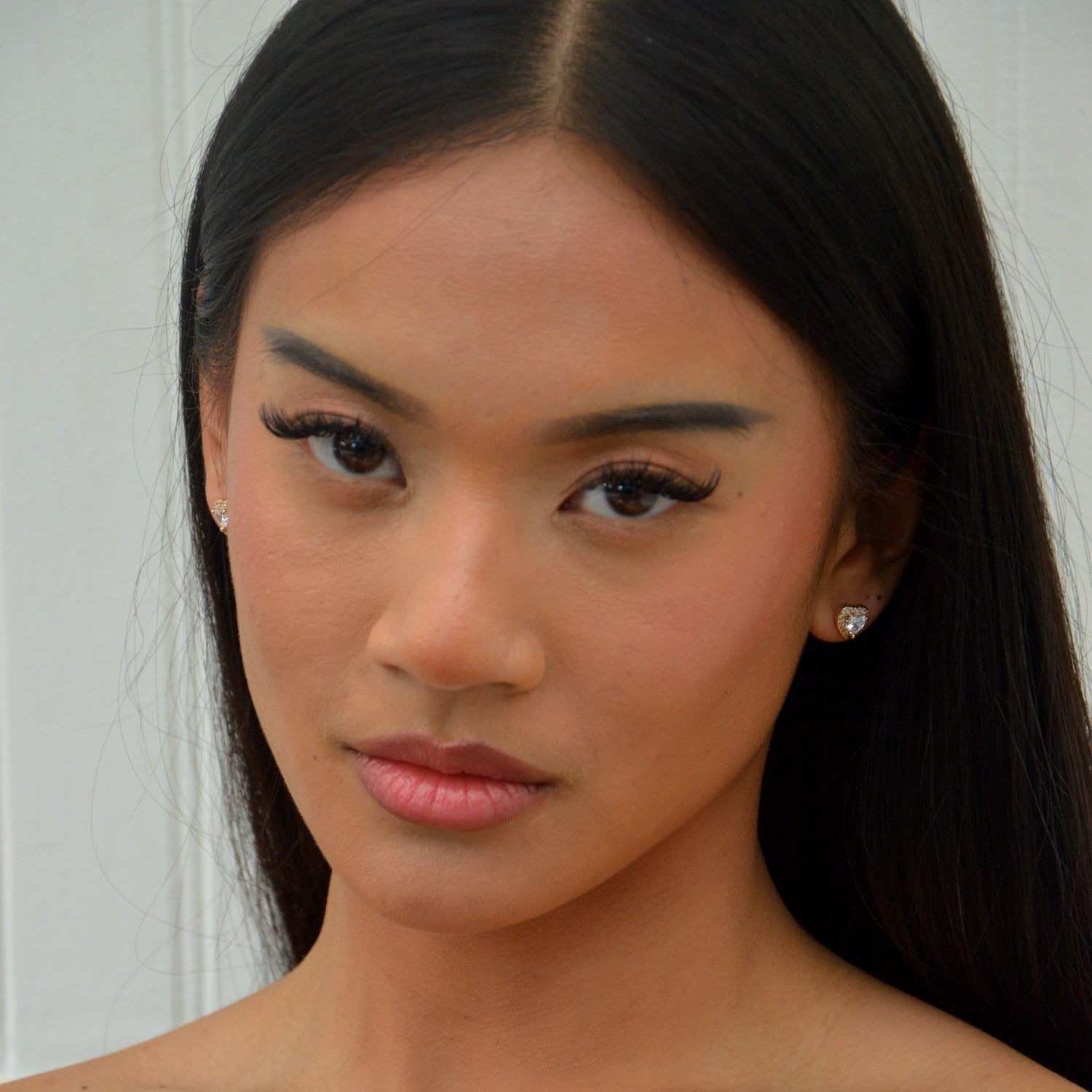 Boucles d'Oreilles Valentine - Clous d'Oreilles Cœur Plaqué Or 18K & Zirconium