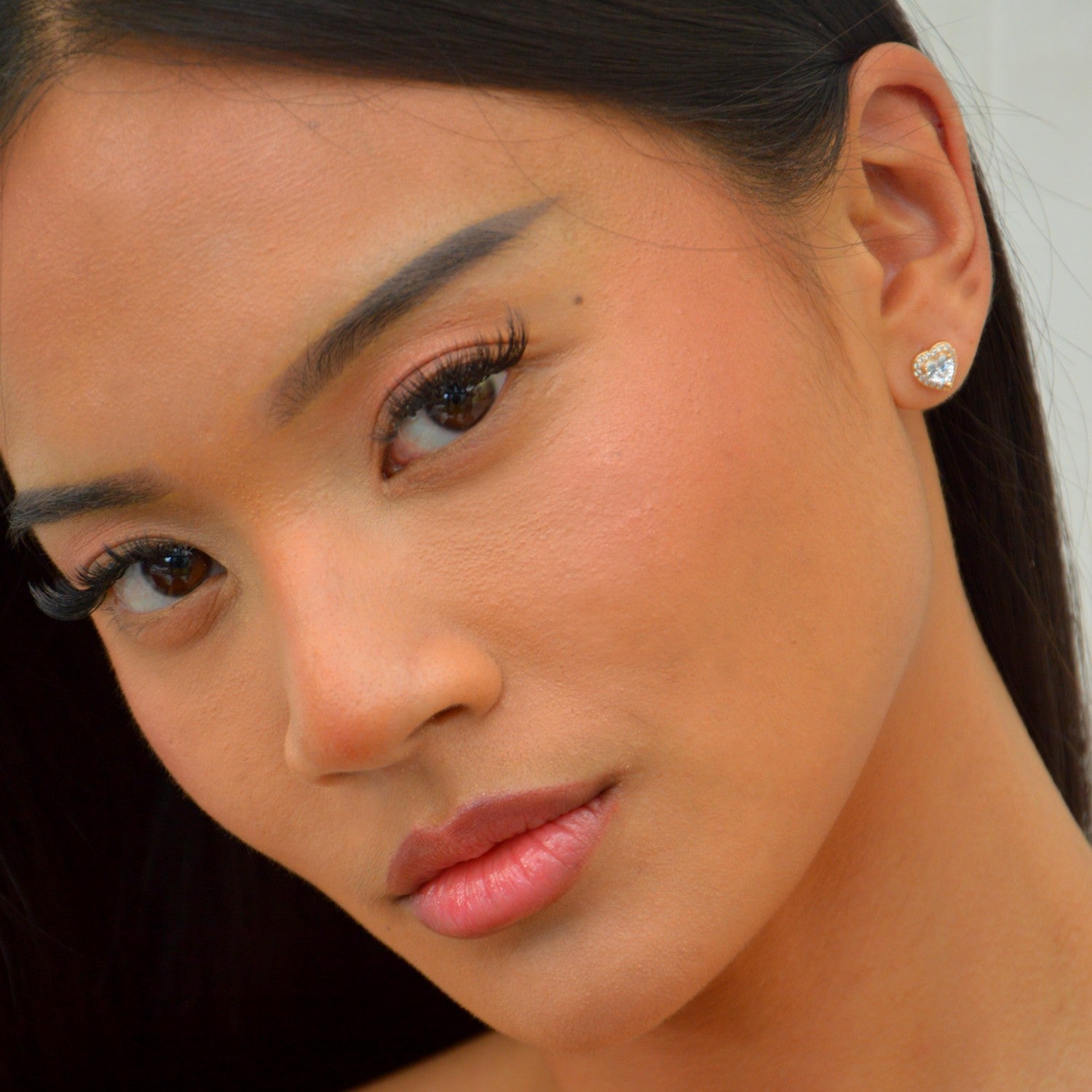 Boucles d'Oreilles Valentine - Clous d'Oreilles Cœur Plaqué Or 18K & Zirconium