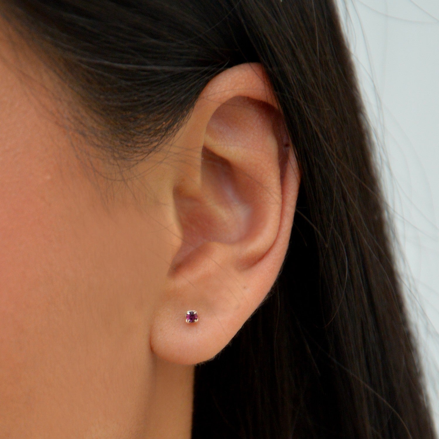 Boucles d'Oreilles Cristal Clear - Ultra Violet - Clous d'Oreilles Argent 925 Rhodié et Cristal