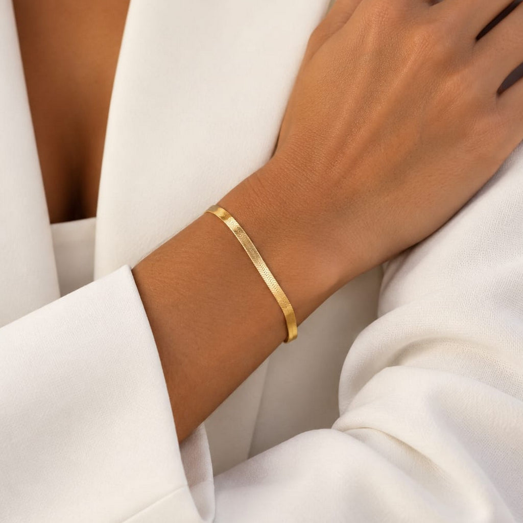 Bracelet Samantha - Chaîne Maille Miroir Plaqué Or 18K