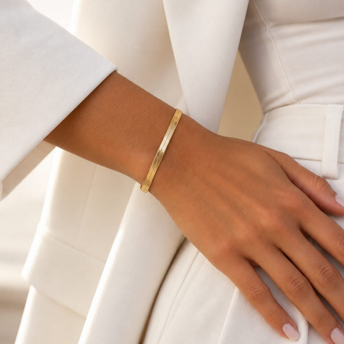 Bracelet Samantha - Chaîne Maille Miroir Plaqué Or 18K
