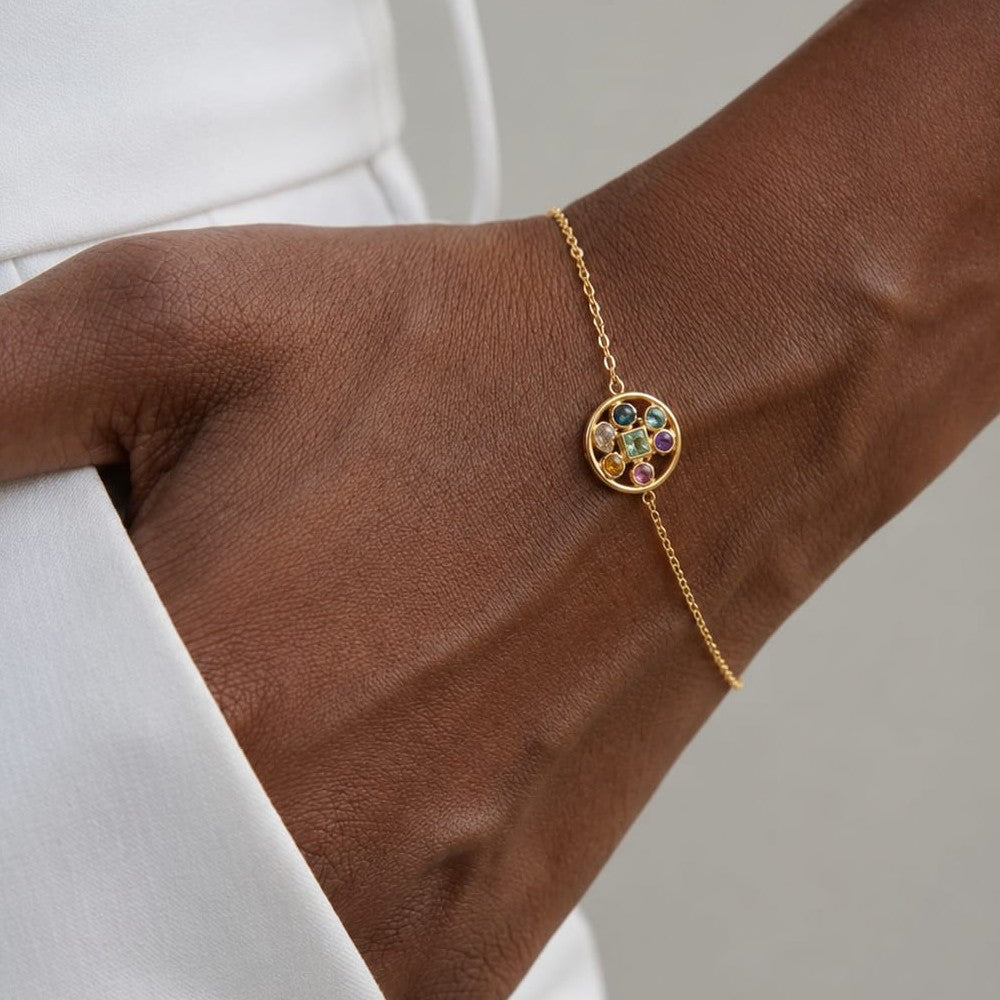 Bracelet Color Therapy - Plaqué Or 18K & Zirconiums Multicolores