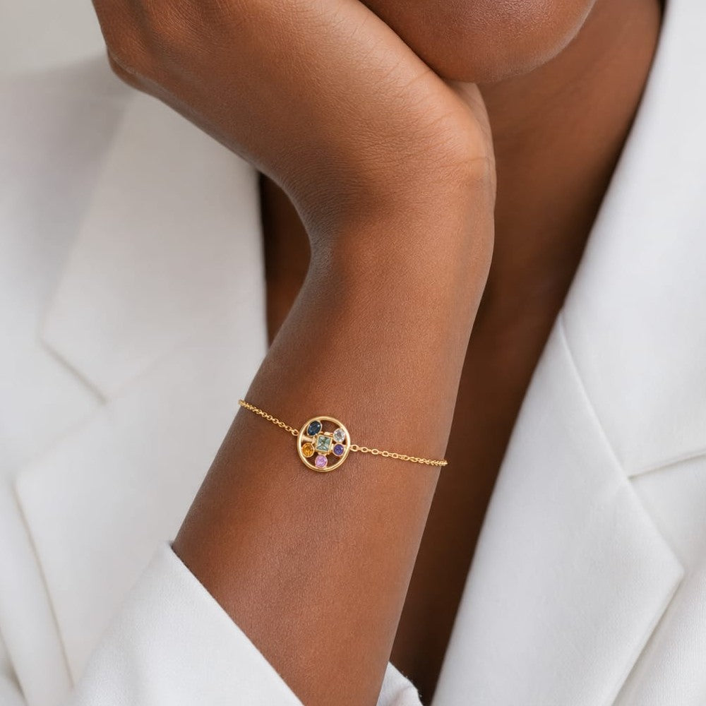 Bracelet Color Therapy - Plaqué Or 18K & Zirconiums Multicolores