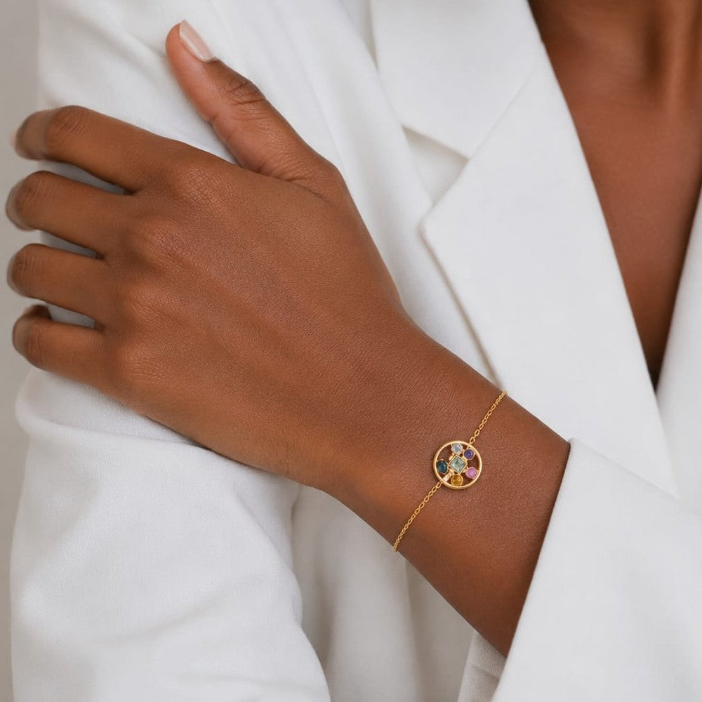 Bracelet Color Therapy - Plaqué Or 18K & Zirconiums Multicolores