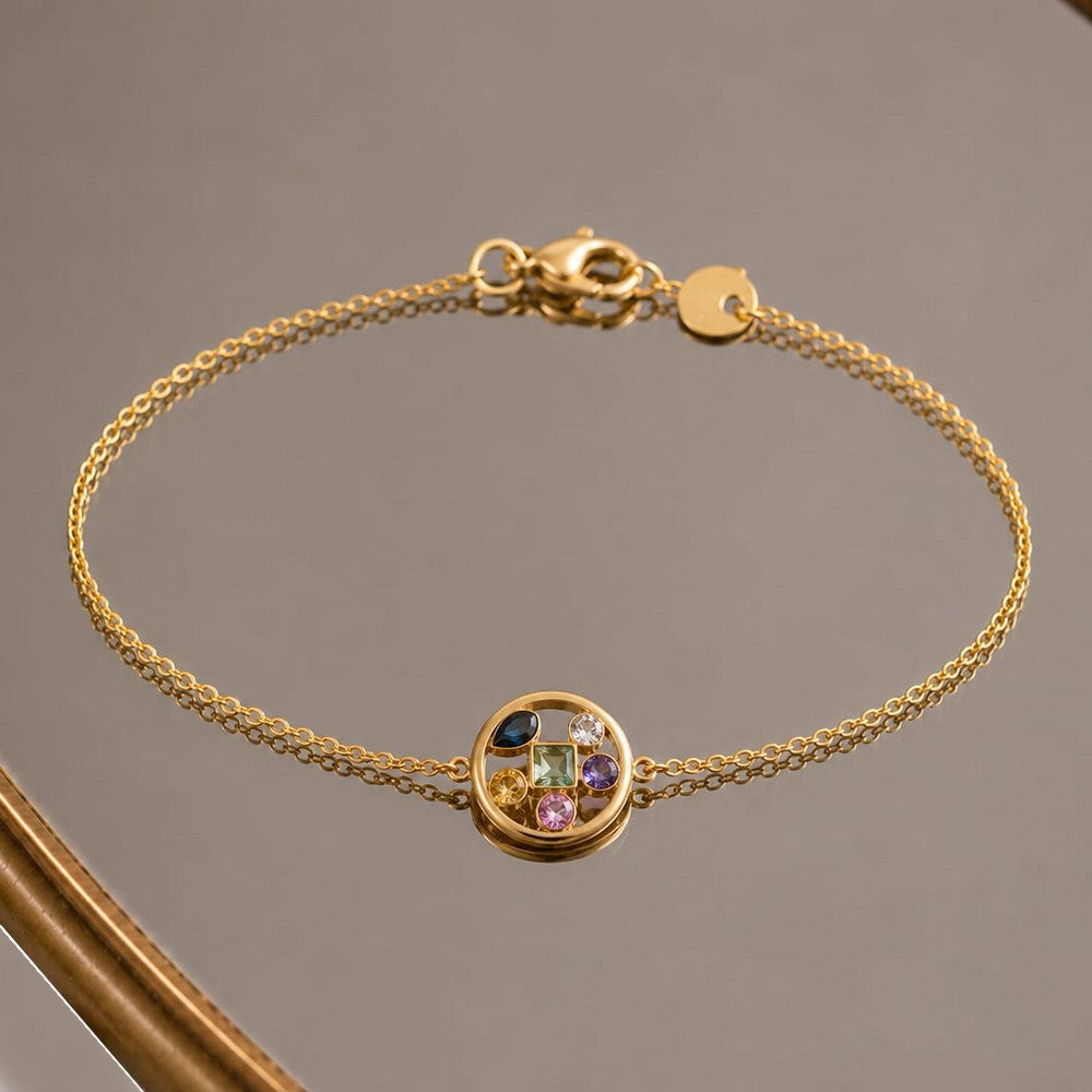 Bracelet Color Therapy - Plaqué Or 18K & Zirconiums Multicolores