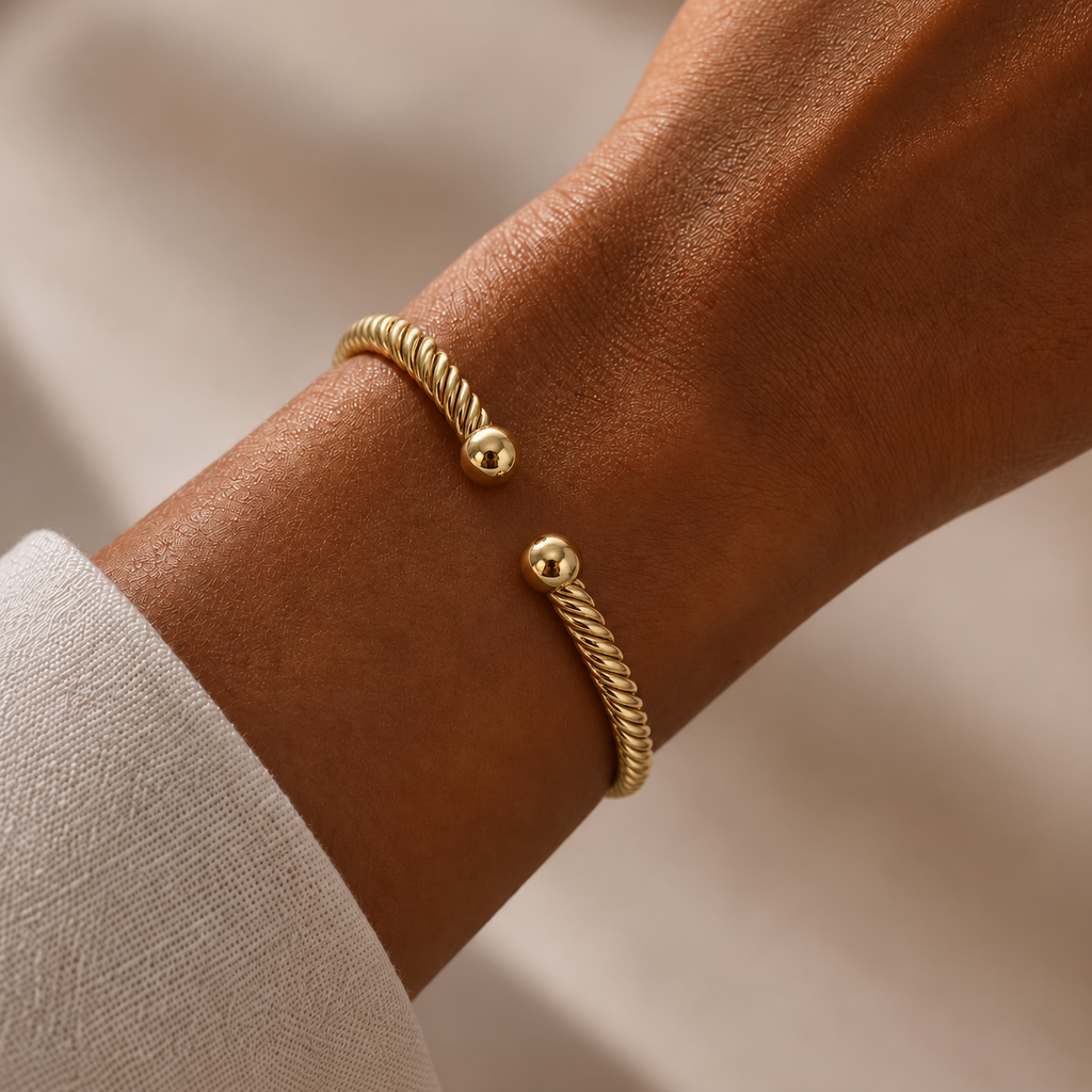 Bracelet Roma - Jonc Torsadé Plaqué Or 18K