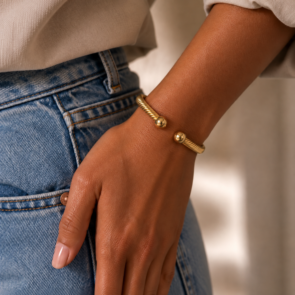 Bracelet Roma - Jonc Torsadé Plaqué Or 18K