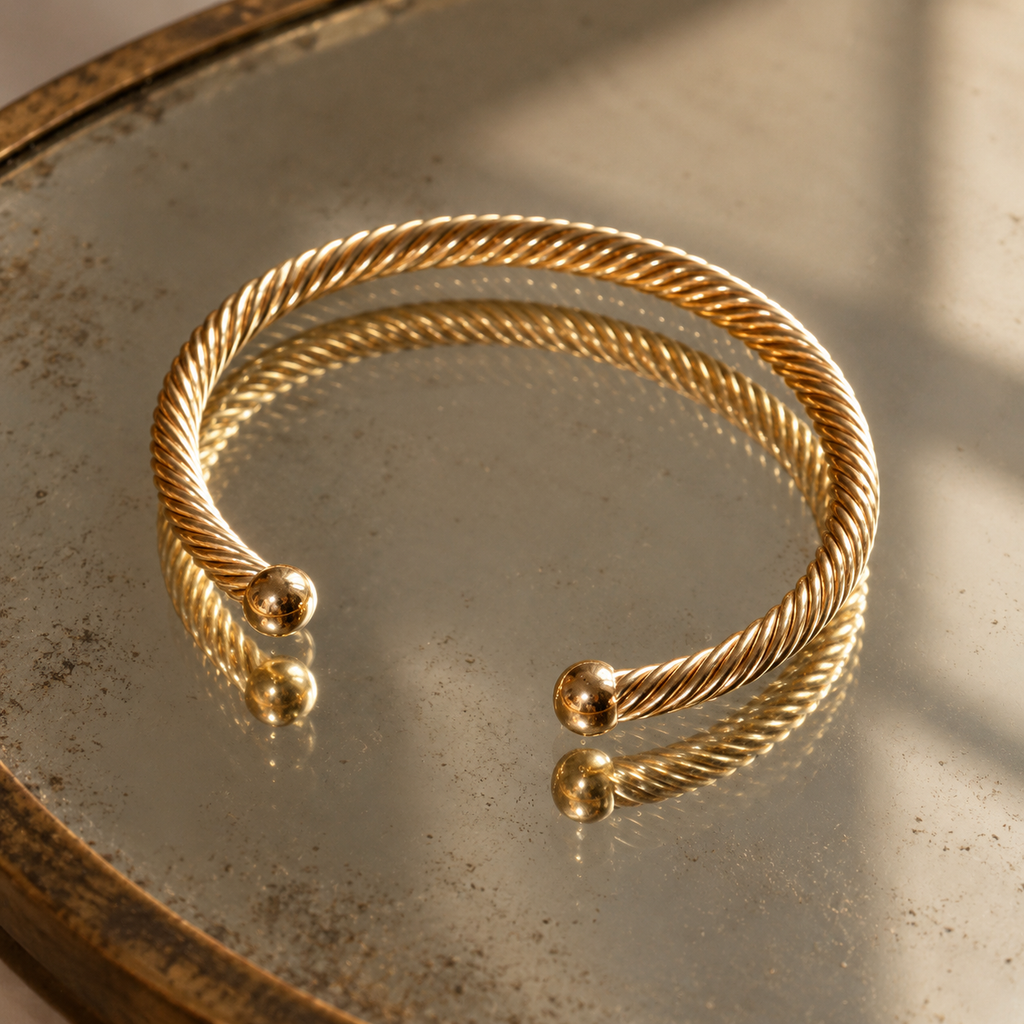 Bracelet Roma - Jonc Torsadé Plaqué Or 18K