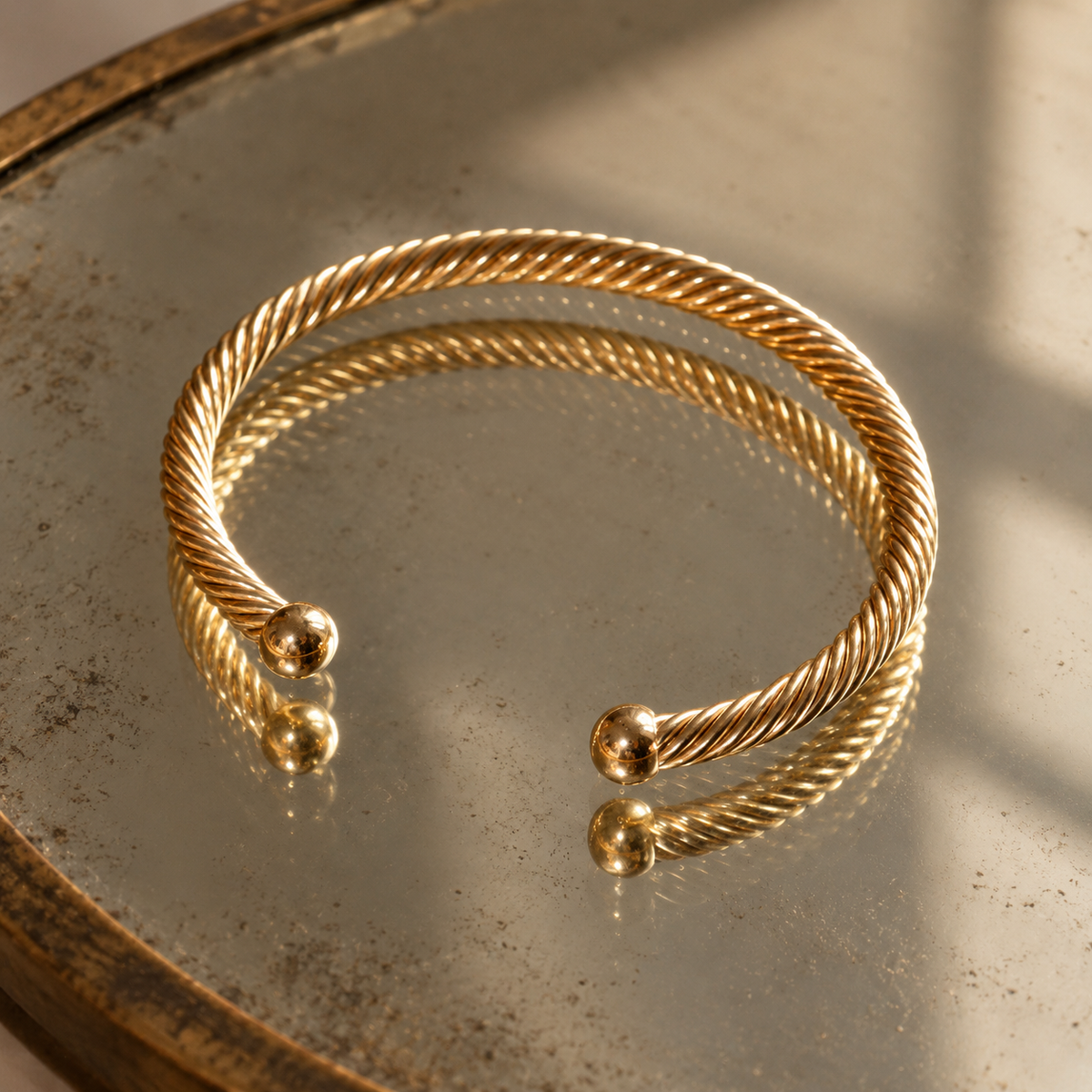 Bracelet Roma - Jonc Torsadé Plaqué Or 18K