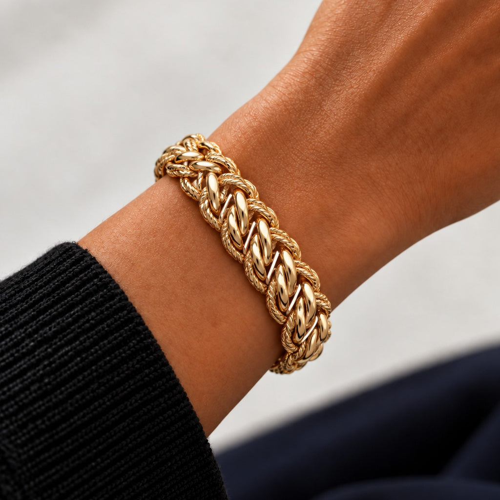 Bracelet Cooper - Chaîne Maille Américaine Plaqué Or 18K