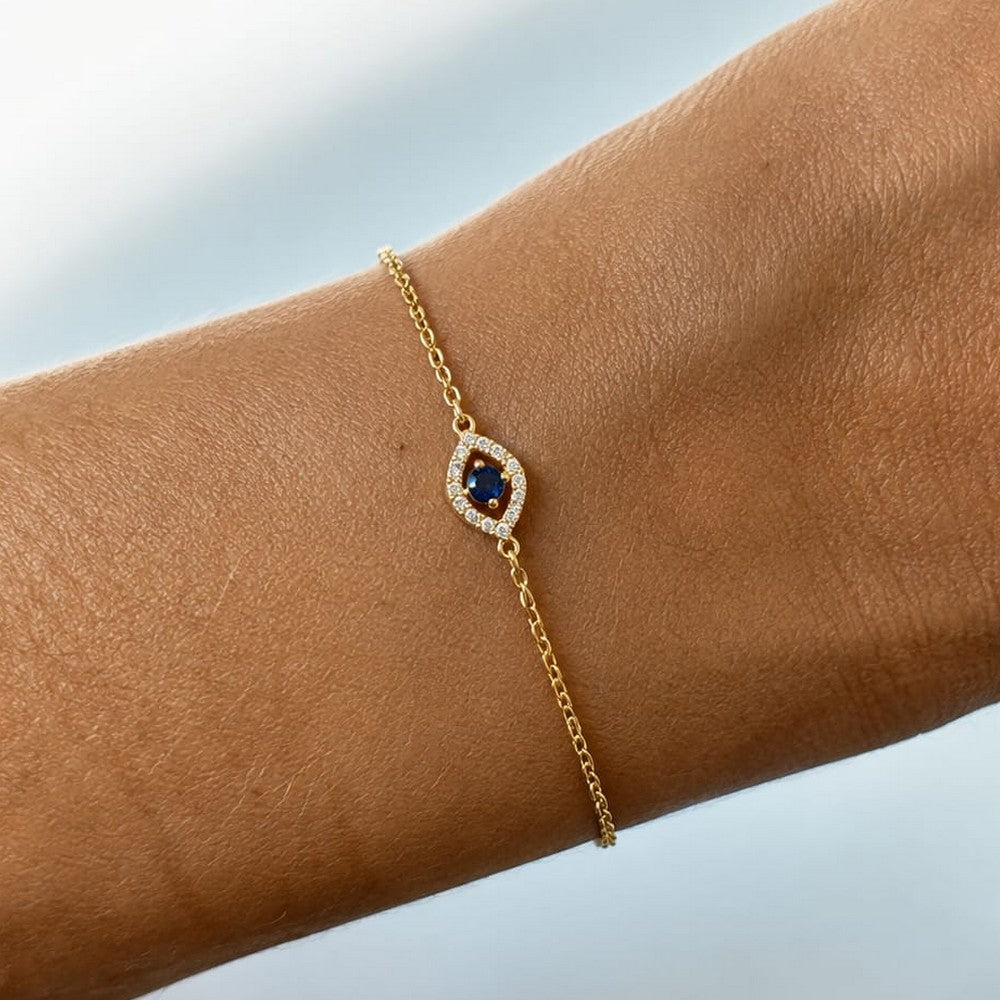 Bracelet Mauvais Œil – Plaqué Or 18K & Zirconiums