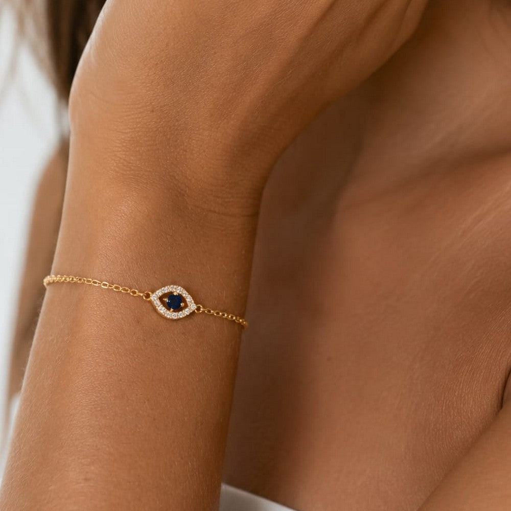 Bracelet Mauvais Œil – Plaqué Or 18K & Zirconiums